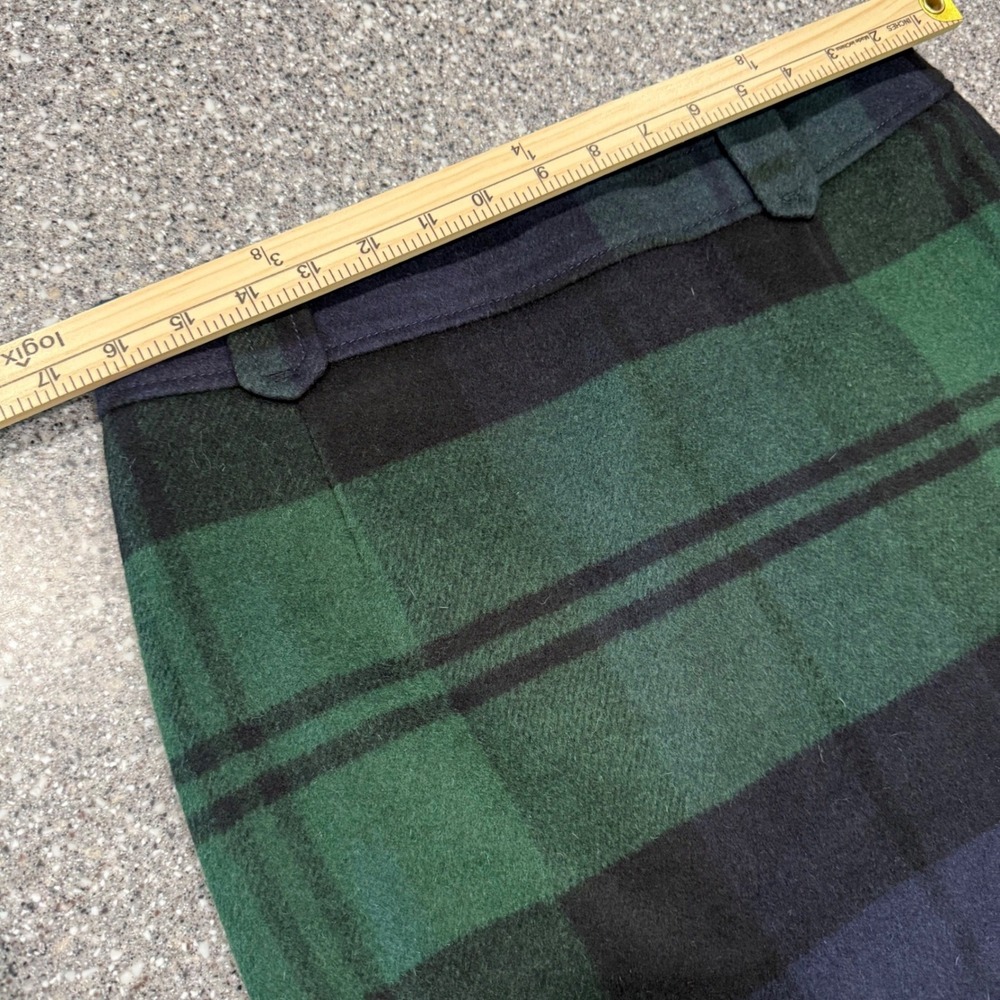 Talbots Womens Green Navy Plaid Wool Blend Pencil Skirt Size 8 Black Watch Posh - Picture 8 of 9